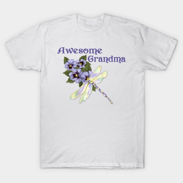 Purple Pansies for Awesome Grandma T-Shirt by SpiceTree